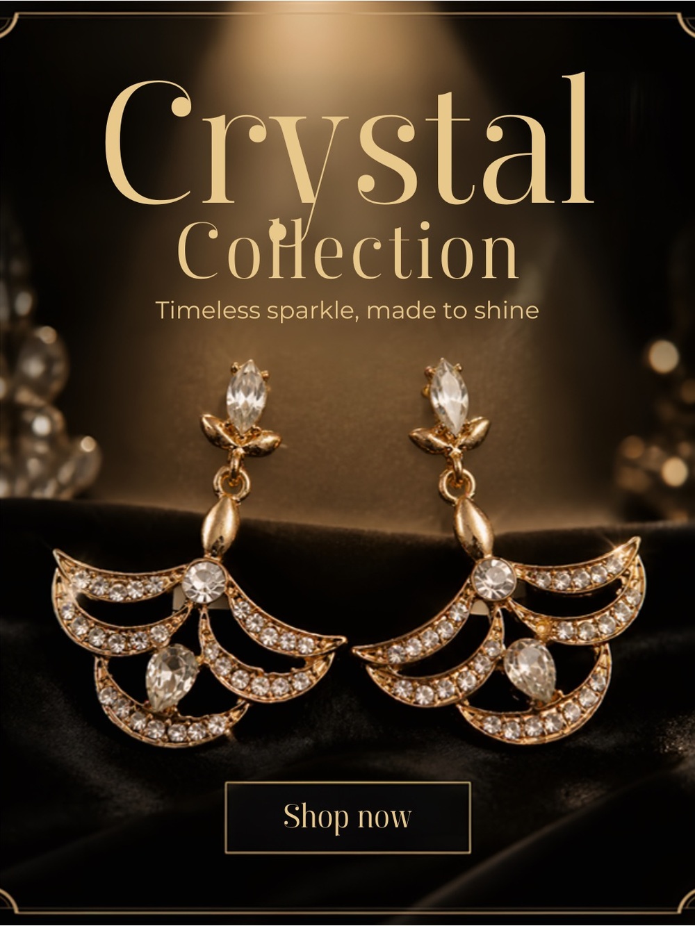 Crystal Collection Women Dangle Drop Gold Colorless Striking Design Earrings.